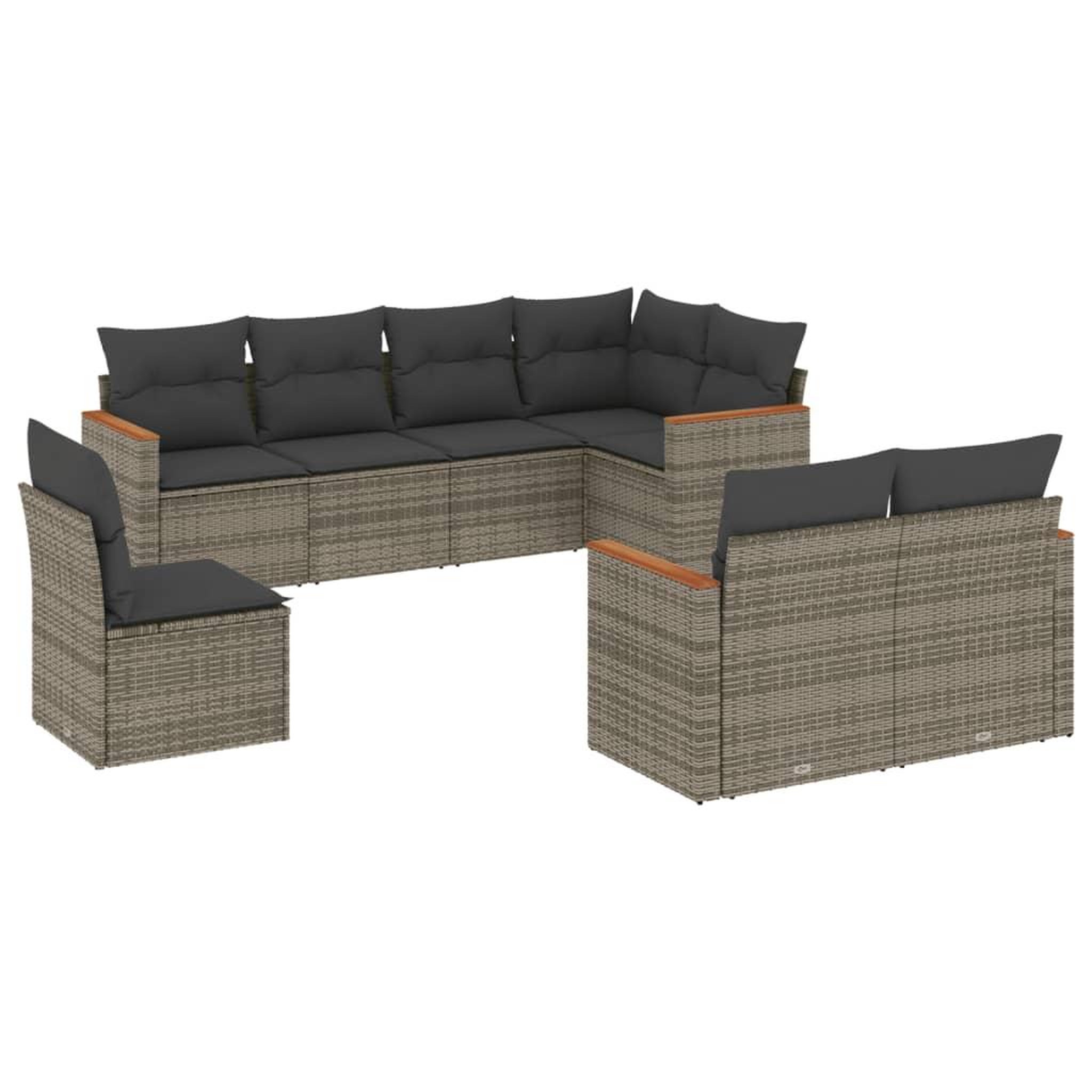 Voir la diapositive 2 : VIDAXL Salon de jardin 8 pcs avec coussins gris resine tressee