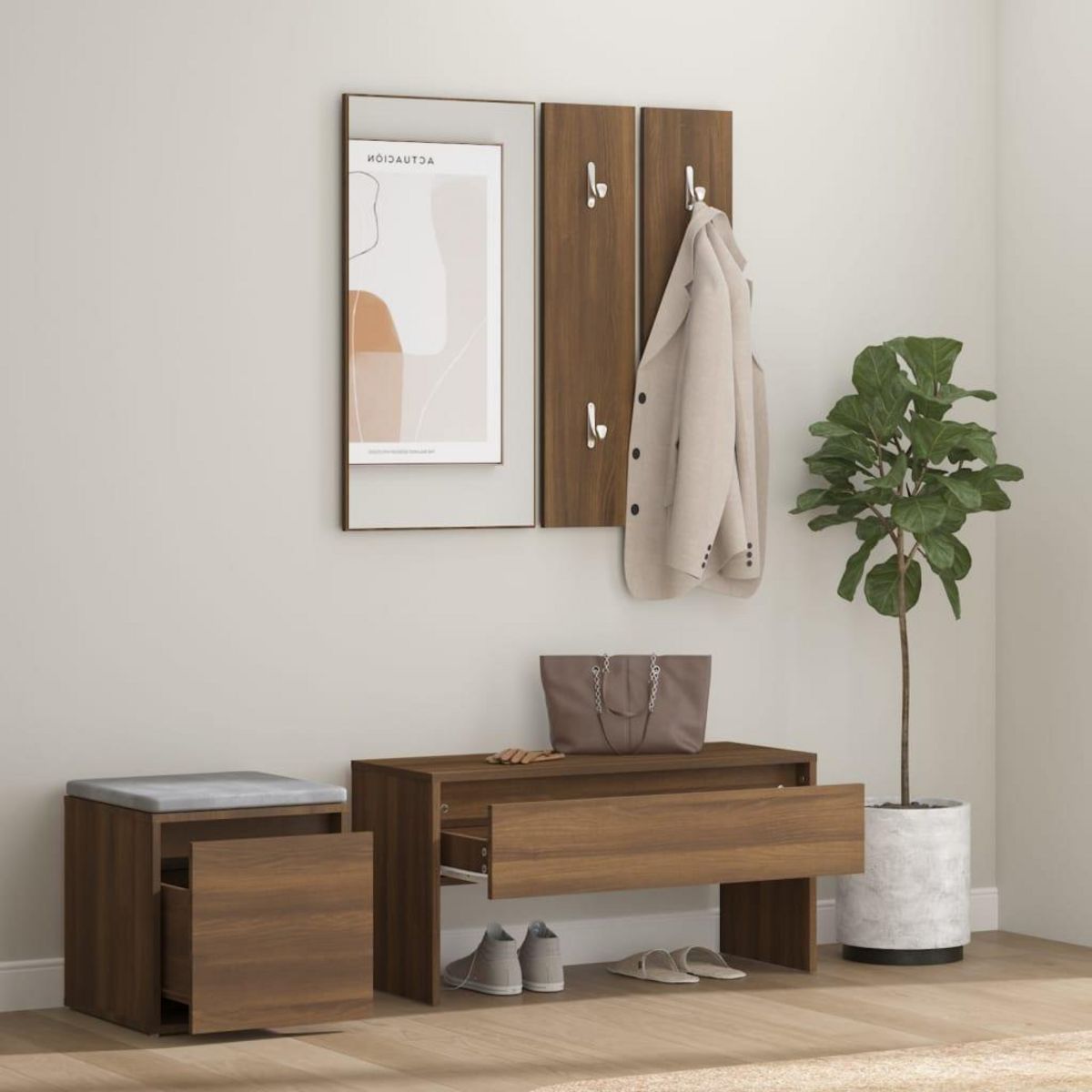 VIDAXL Ensemble de meubles de couloir Chene marron Bois d'ingenierie