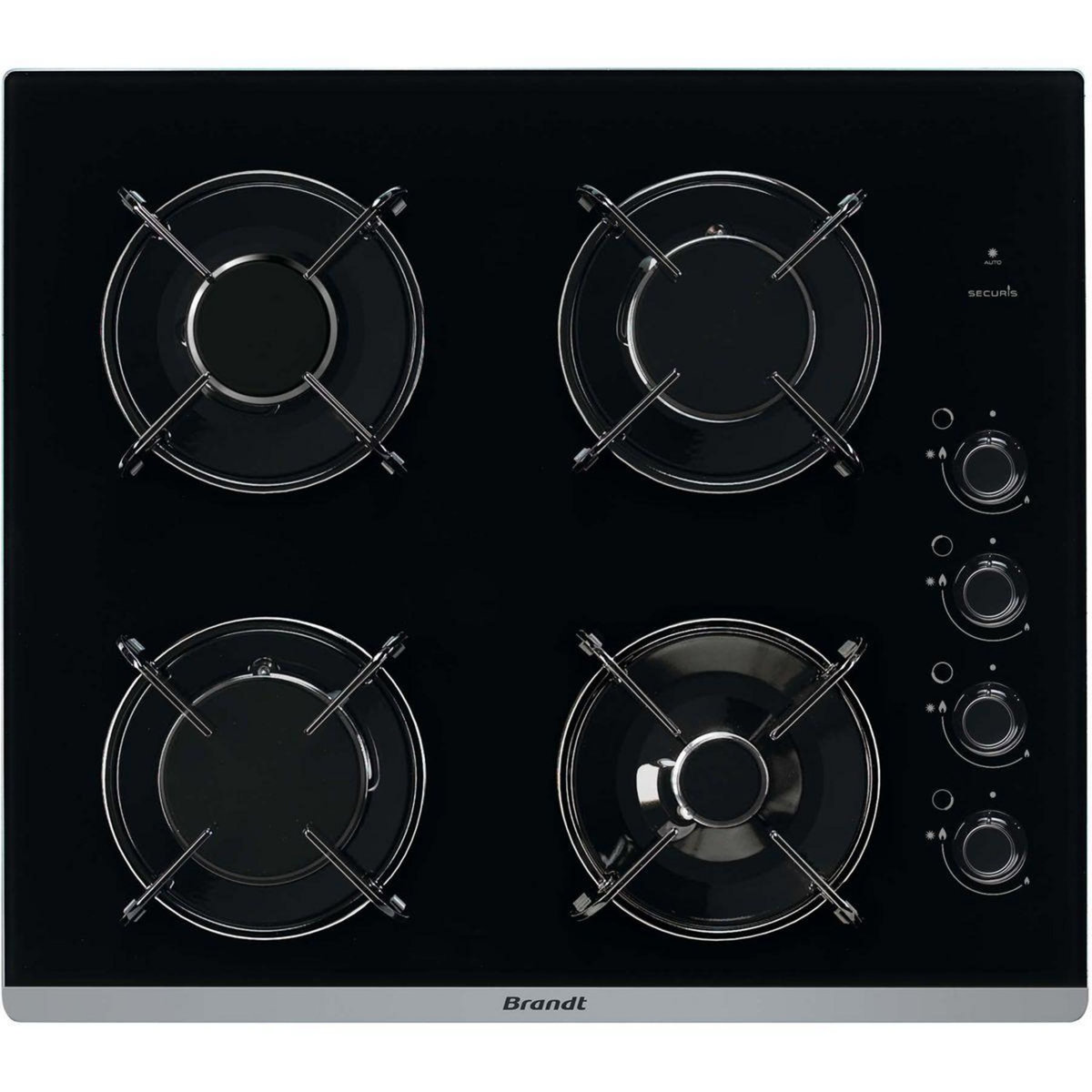 BRANDT Table de cuisson à gaz 58cm 4 feux 7700w noir - bpg6413b