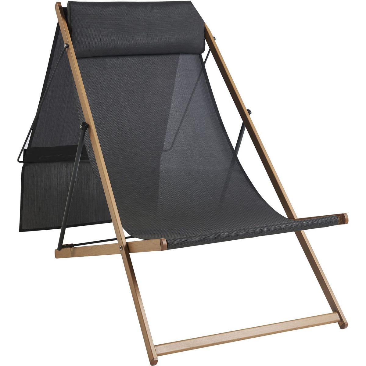 GARDENSTAR Chilienne avec pare soleil - Acier et polyester - Gris Anthracite