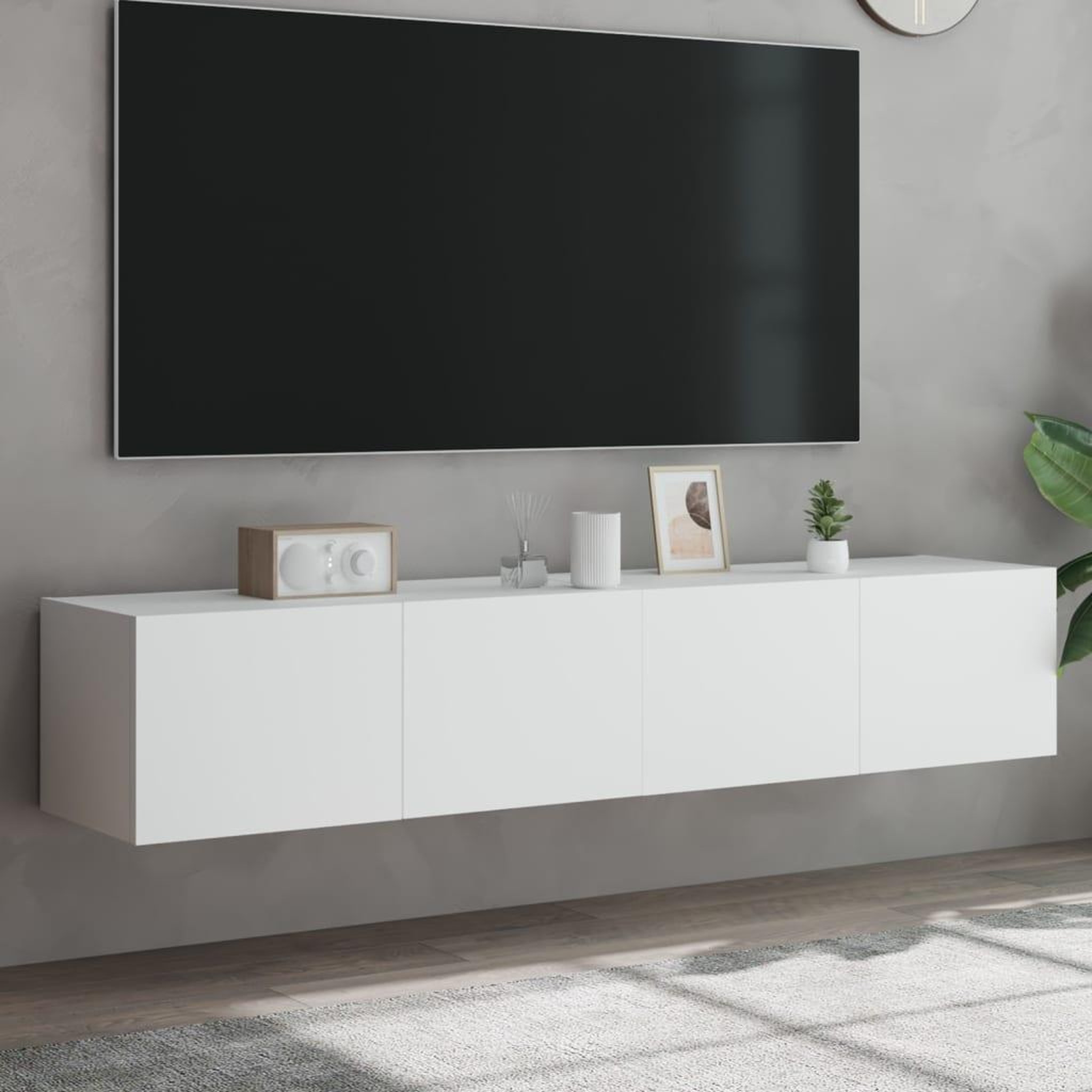 VIDAXL Meubles TV muraux avec lumieres LED 2 pcs blanc 80x35x31 cm