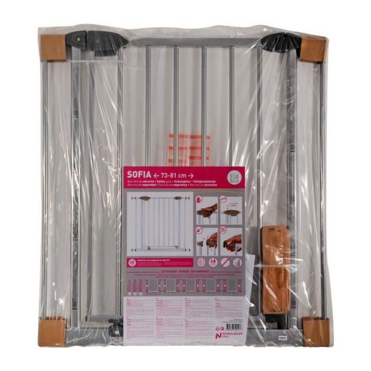 NORDLINGER PRO Barriere de sécurité Enfant SOFIA - 73 a 81 cm - Portillon - Gris Alu - NORDLINGER PRO