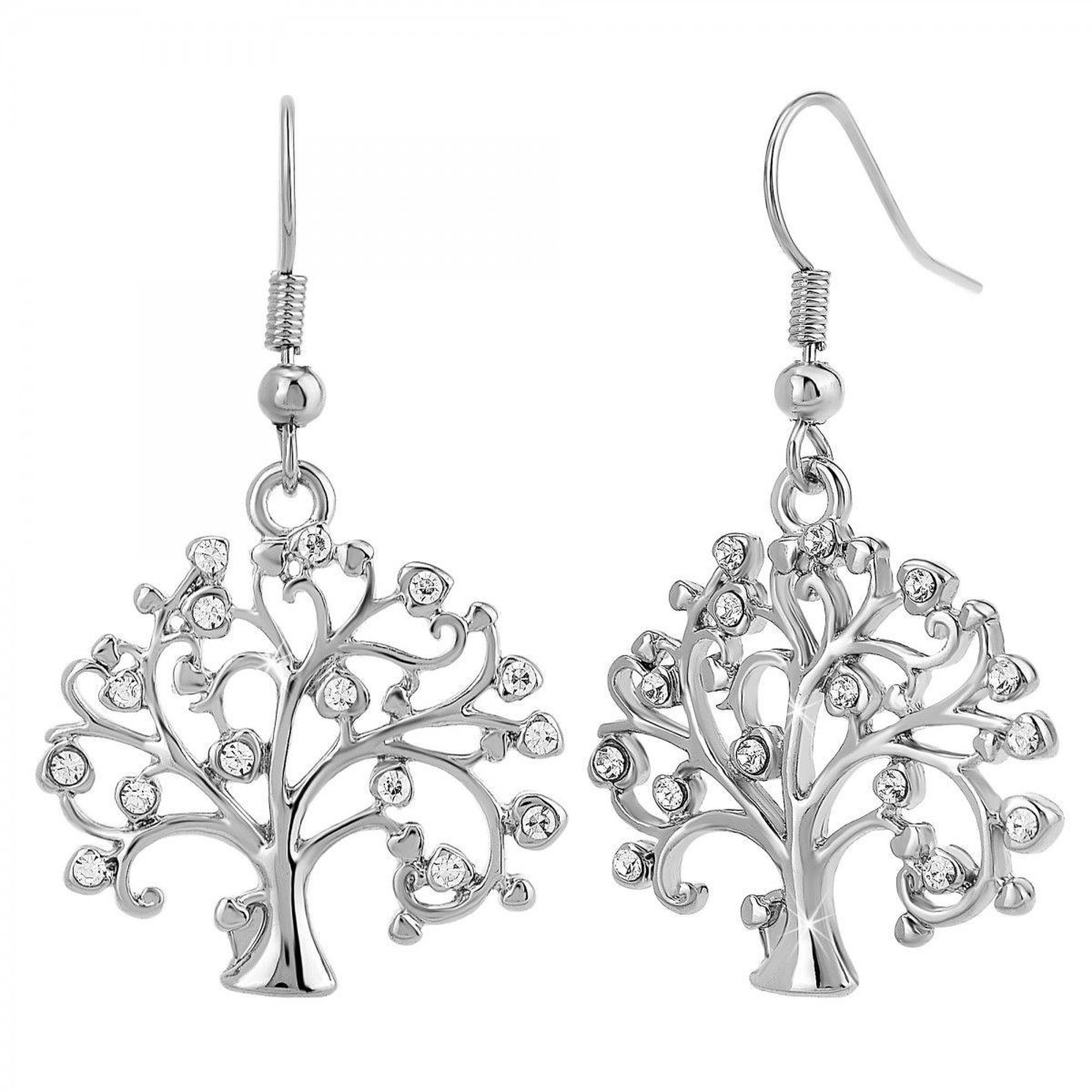 Voir la diapositive 1 : SC CRYSTAL Boucles d'oreilles arbre de vie ornées de Cristaux scintillants par SC Crystal