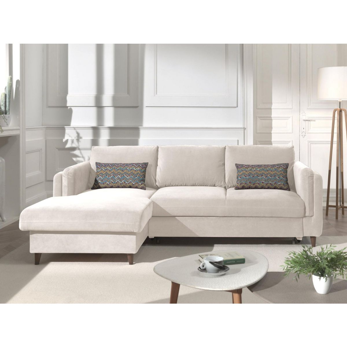 LISA DESIGN Brooke - canapé d'angle gauche - convertible avec coffre - 4 places - en velours