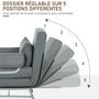 Voir la diapositive 6 : HOMCOM Fauteuil chauffeuse canapé-lit convertible inclinable 1 place grand confort coussin lombaires accoudoirs piètement métal lin gris foncé