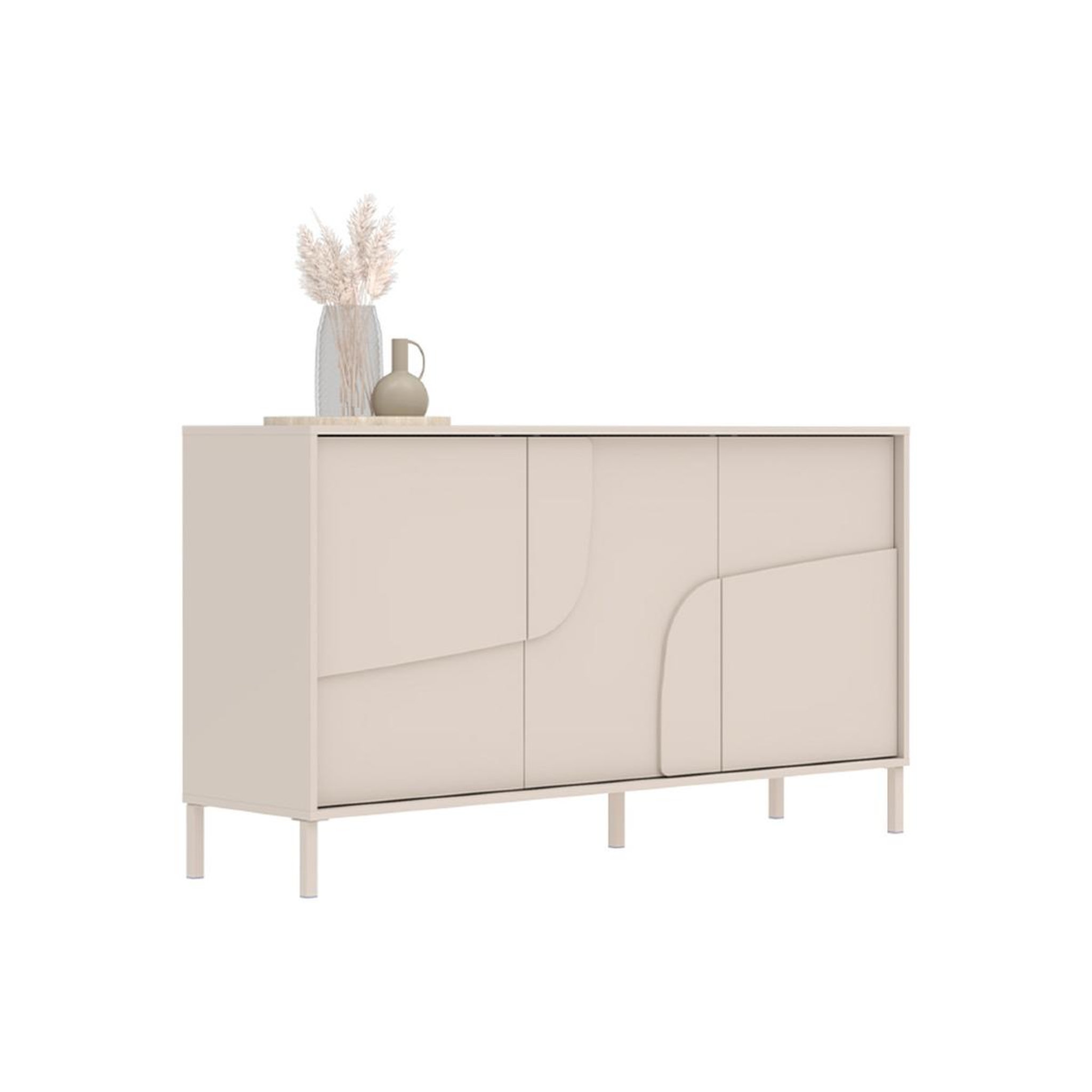 JLC KREATION Buffet moderne 3 portes 155cm beige EROS