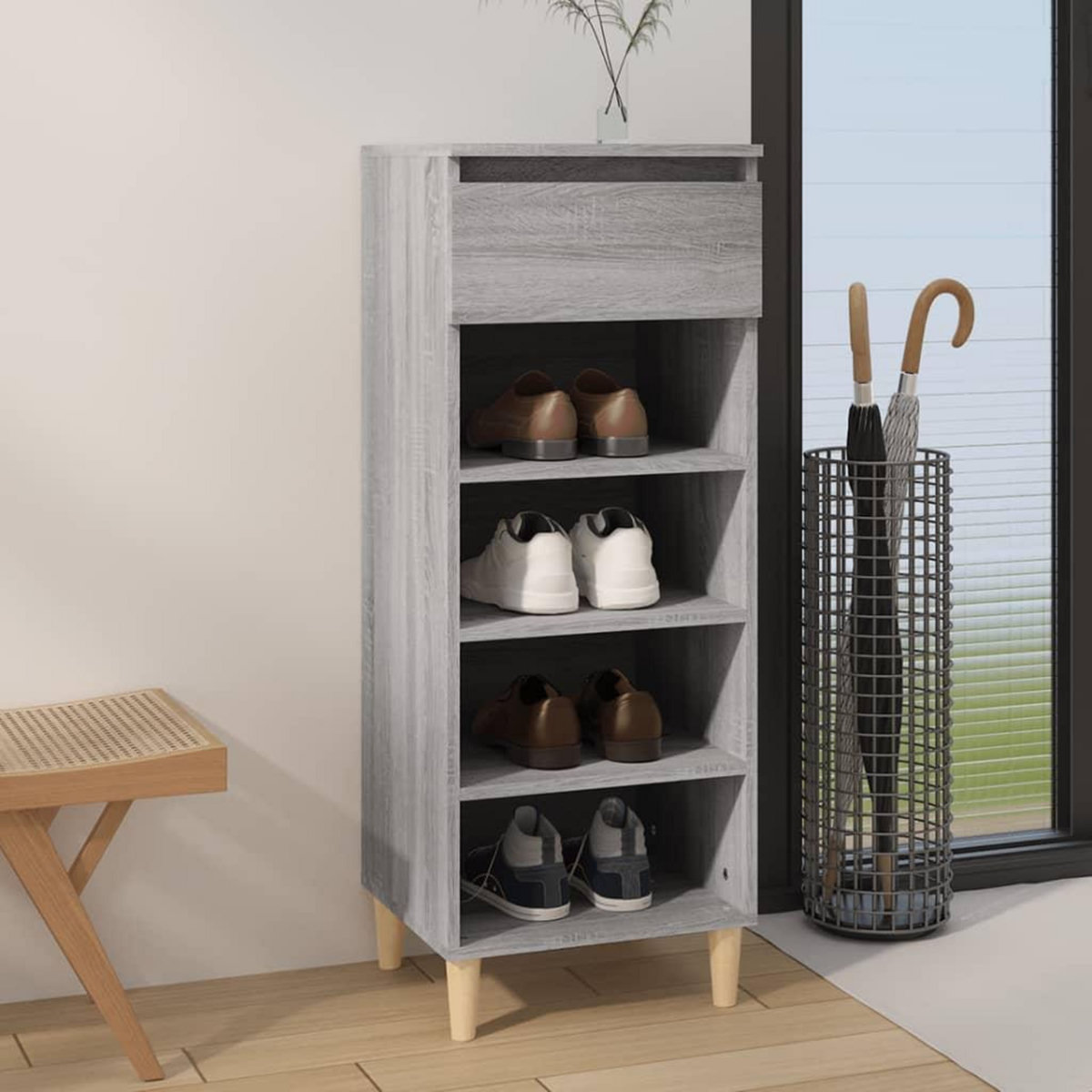 VIDAXL Armoire a chaussures Sonoma gris 40x36x105 cm Bois d'ingenierie