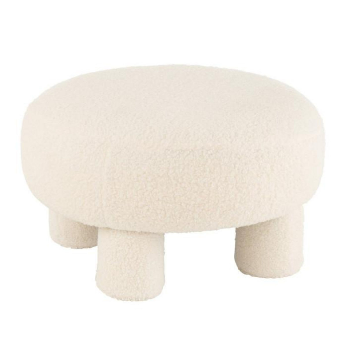 Paris Prix Pouf Rond Bouclette  Teddy  52cm Blanc