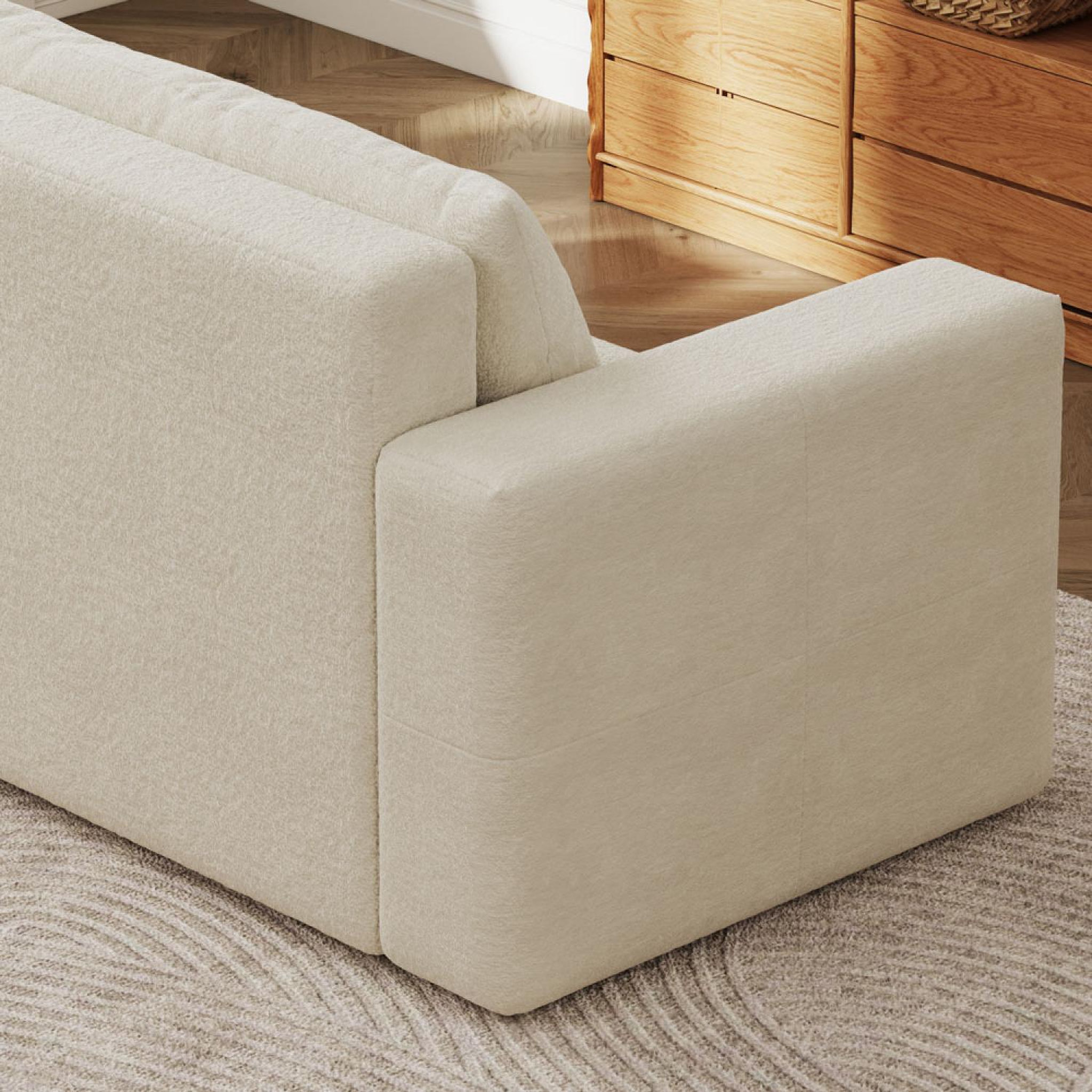Voir la diapositive 6 : CONCEPT USINE Canapé convertible 3 places avec coffre en bouclette beige canterbury