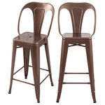 Rendez vous déco Lot de 2 chaises pour îlot central 67 cm en métal cuivre-Indus