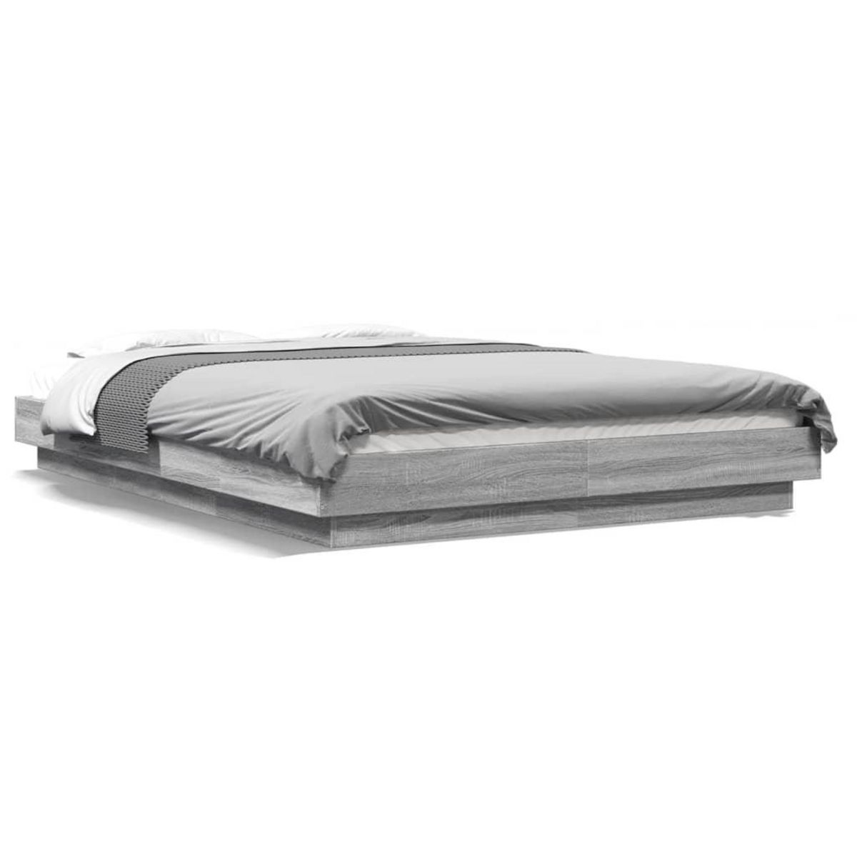 VIDAXL Cadre de lit et lumieres LED sans matelas sonoma gris 120x200cm
