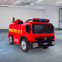 Voir la diapositive 2 : PLAY4FUN Camion de Pompier Electrique Rouge 35W avec Casque, Lance et Extincteur, Indicateur de Batterie et Télécommande Parentale