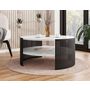 Voir la diapositive 3 : BEST MOBILIER Cruz - table basse ronde - effet marbre blanc et noir - 75 cm