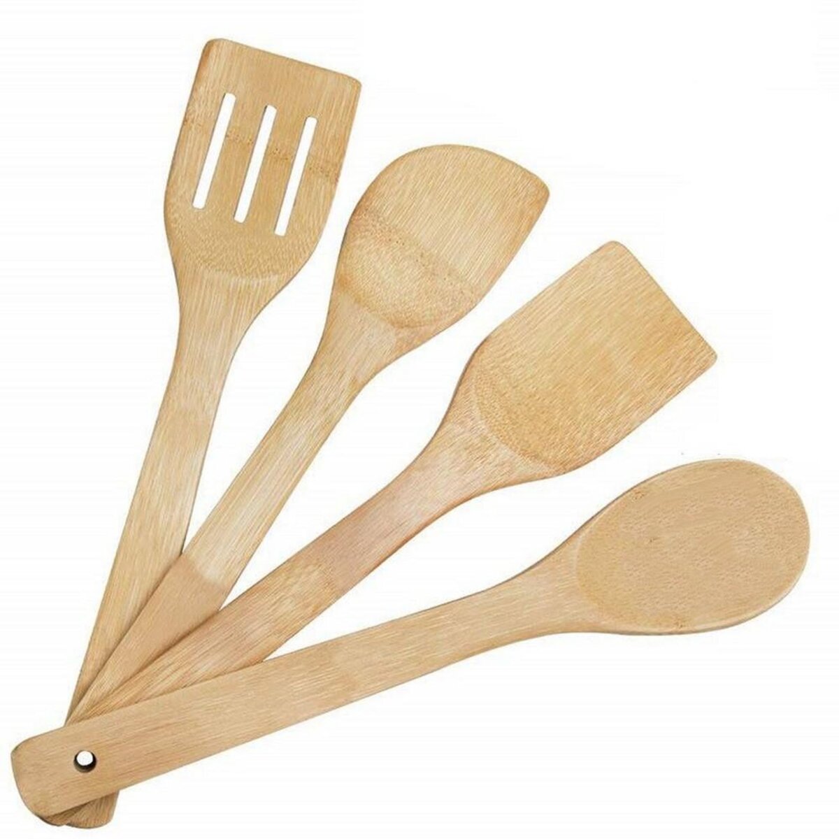 4 spatule en bambou bois cuillere ustensile cuisine pas cher 