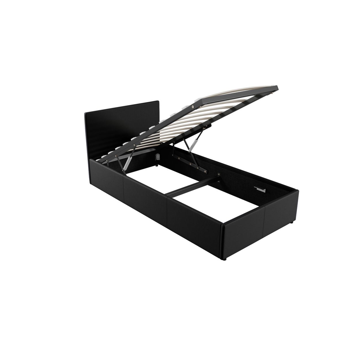 Lit coffre 90x190cm sommier inclus avec tête de lit WILLOW