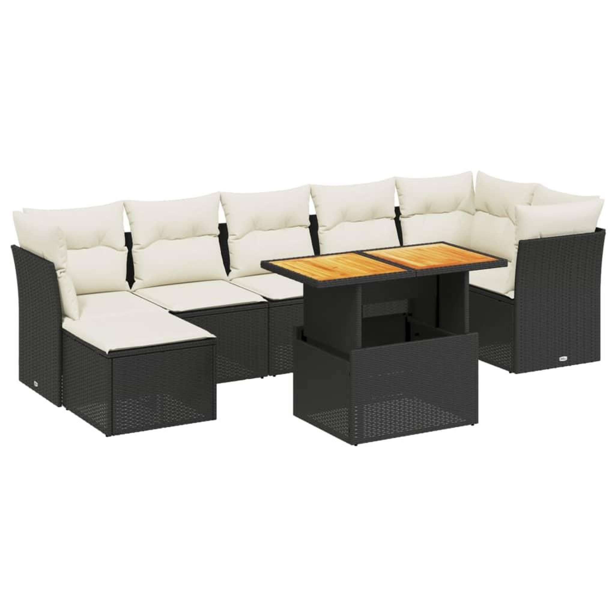 Voir la diapositive 2 : VIDAXL Salon de jardin 8 pcs avec coussins noir resine tressee
