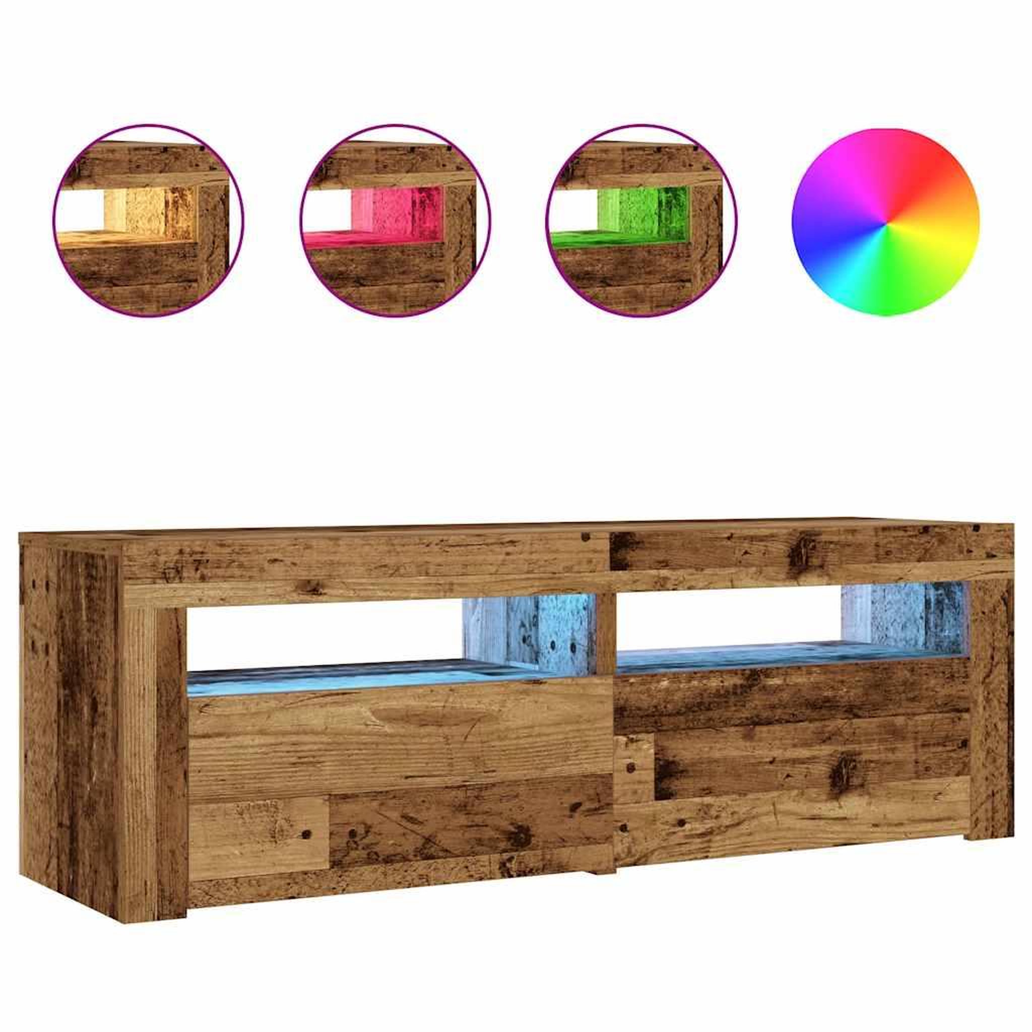 Voir la diapositive 2 : VIDAXL Tables de chevet 2 pcs avec LED vieux bois 60x35x40 cm