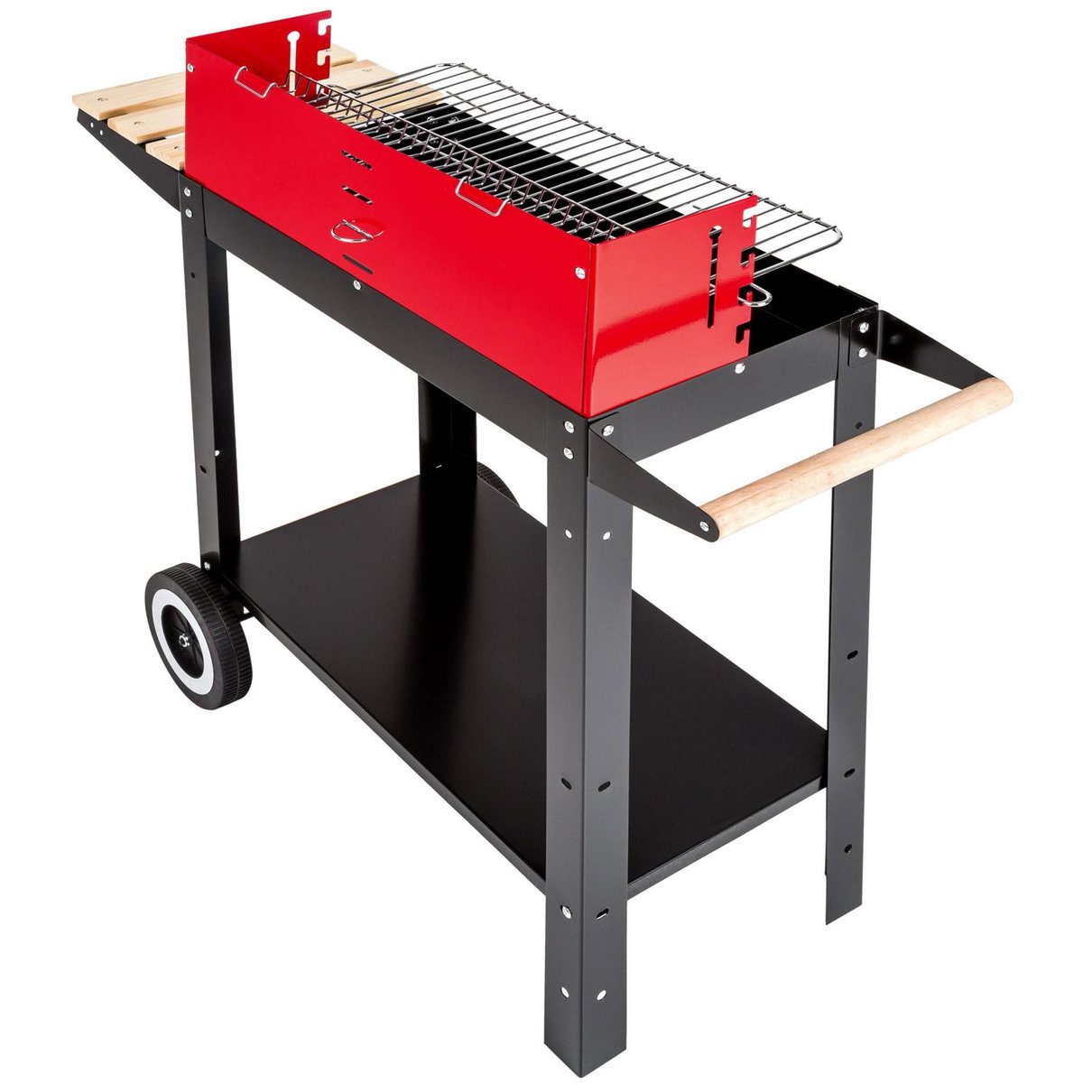 tectake Chariot-barbecue charbon sur 2 roues noir/rouge