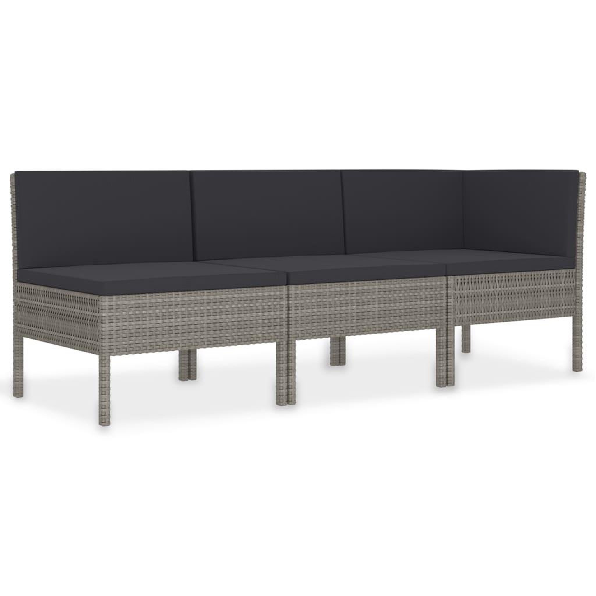 Voir la diapositive 2 : VIDAXL Salon de jardin 3 pcs avec coussins Resine tressee Gris