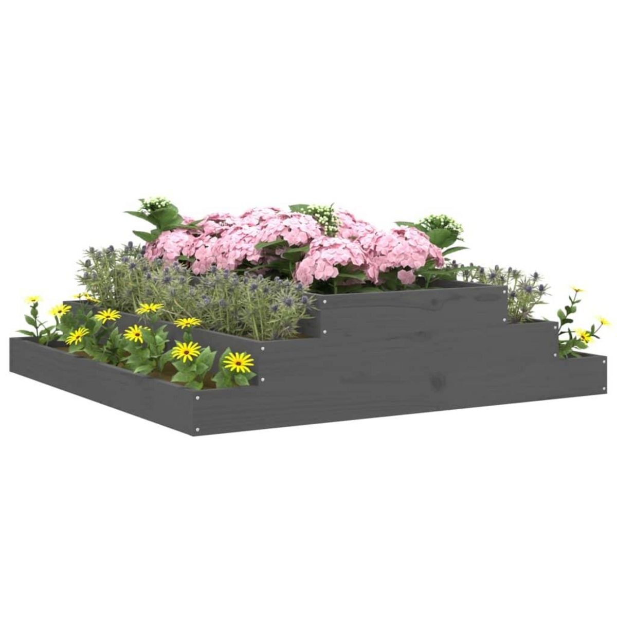 VIDAXL Jardiniere Gris 110x110x27 cm Bois massif de pin