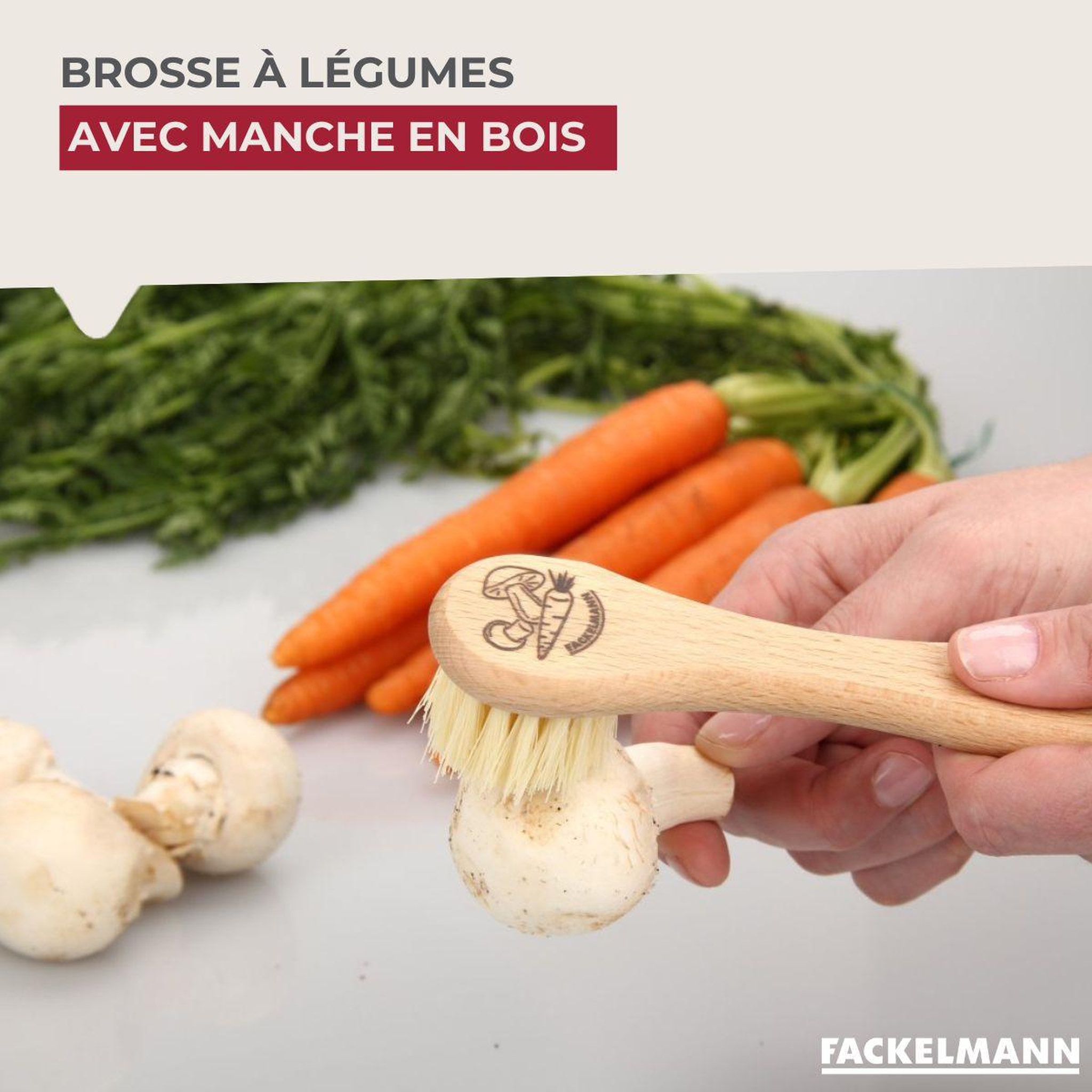 Voir la diapositive 2 : Fackelmann Brosse à légumes en bois fackelmann wood edition