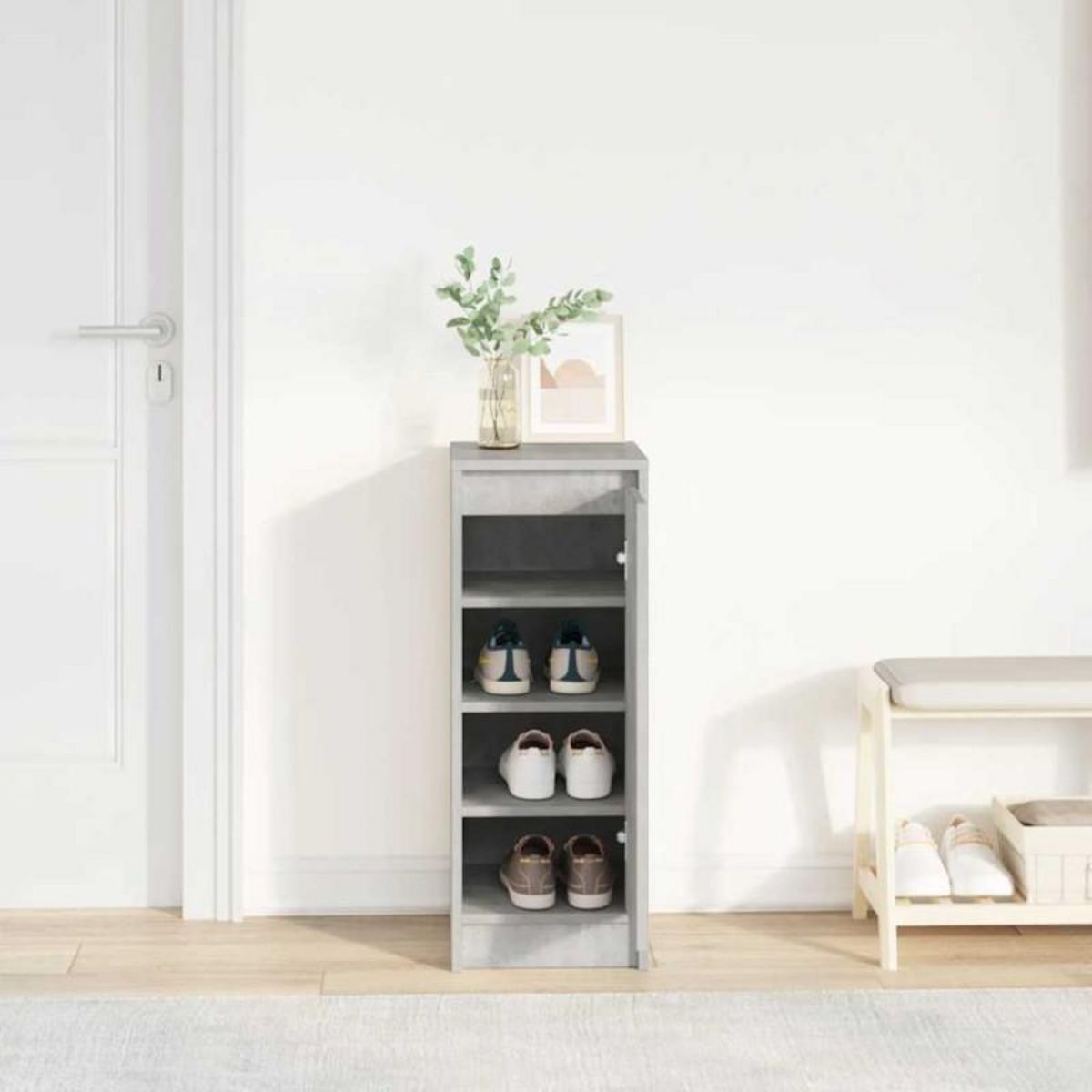 VIDAXL Armoire à chaussures gris béton 29,5x34x76 cm bois d ingénierie