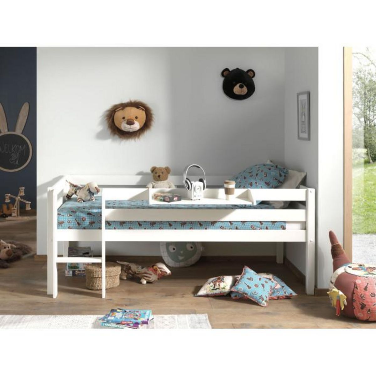 Paris Prix Pack - Lit Enfant Surélevé & Etagère  Pino  Blanc