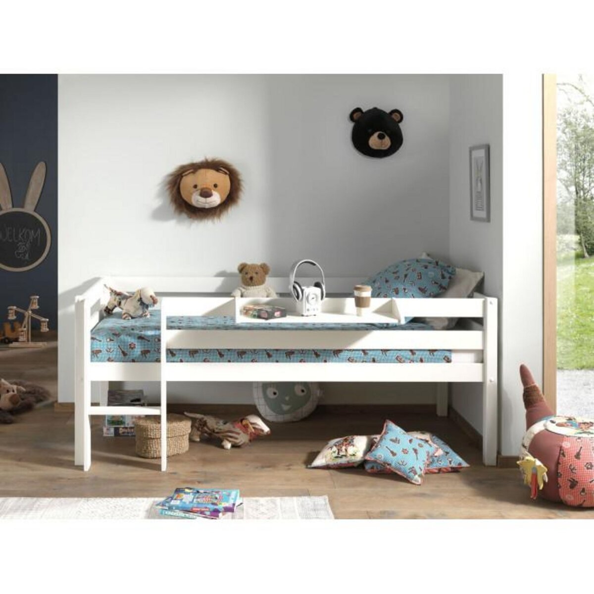 Paris Prix Pack - Lit Enfant Surélevé & Etagère  Pino  Blanc