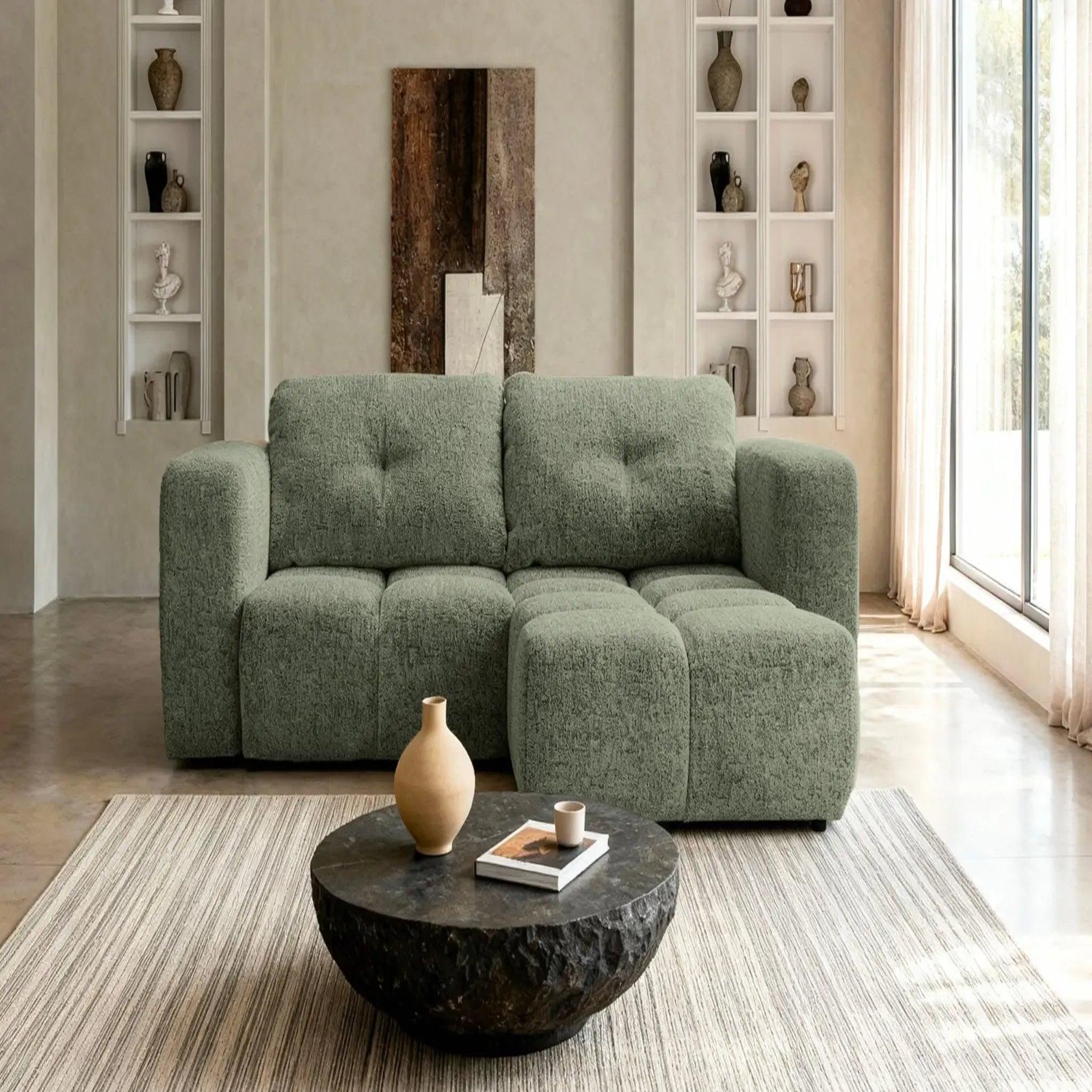 Voir la diapositive 3 : CASANOVA PARIS Romy mini - canapé d'angle convertible tissu chenille 2 places