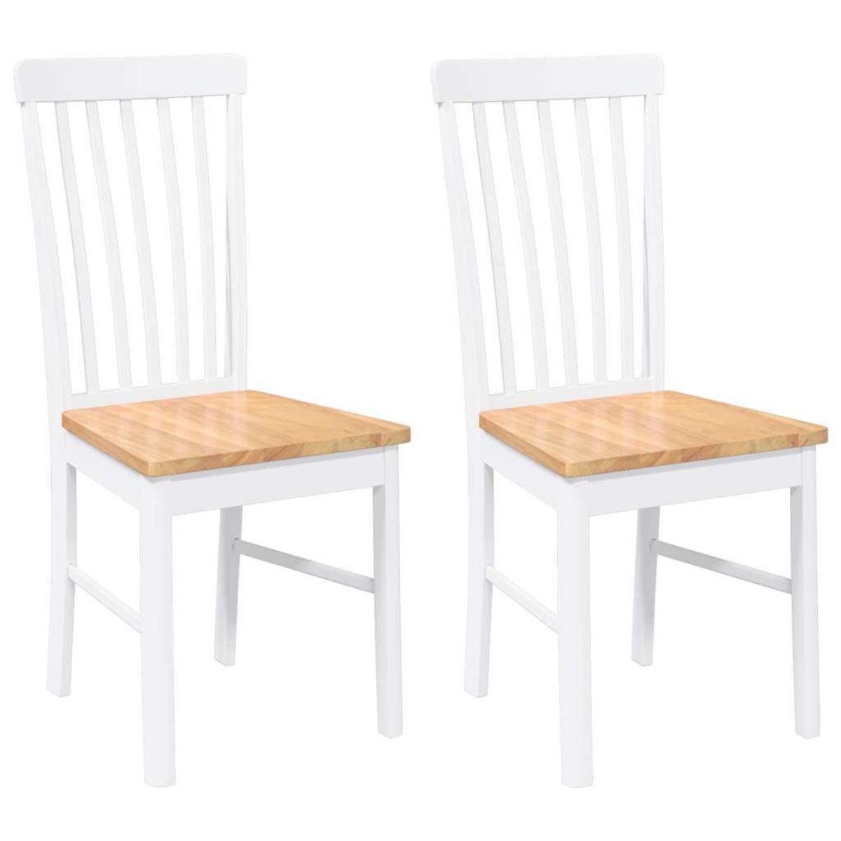 VIDAXL Chaises a manger 2 pcs blanc bois massif caoutchouc