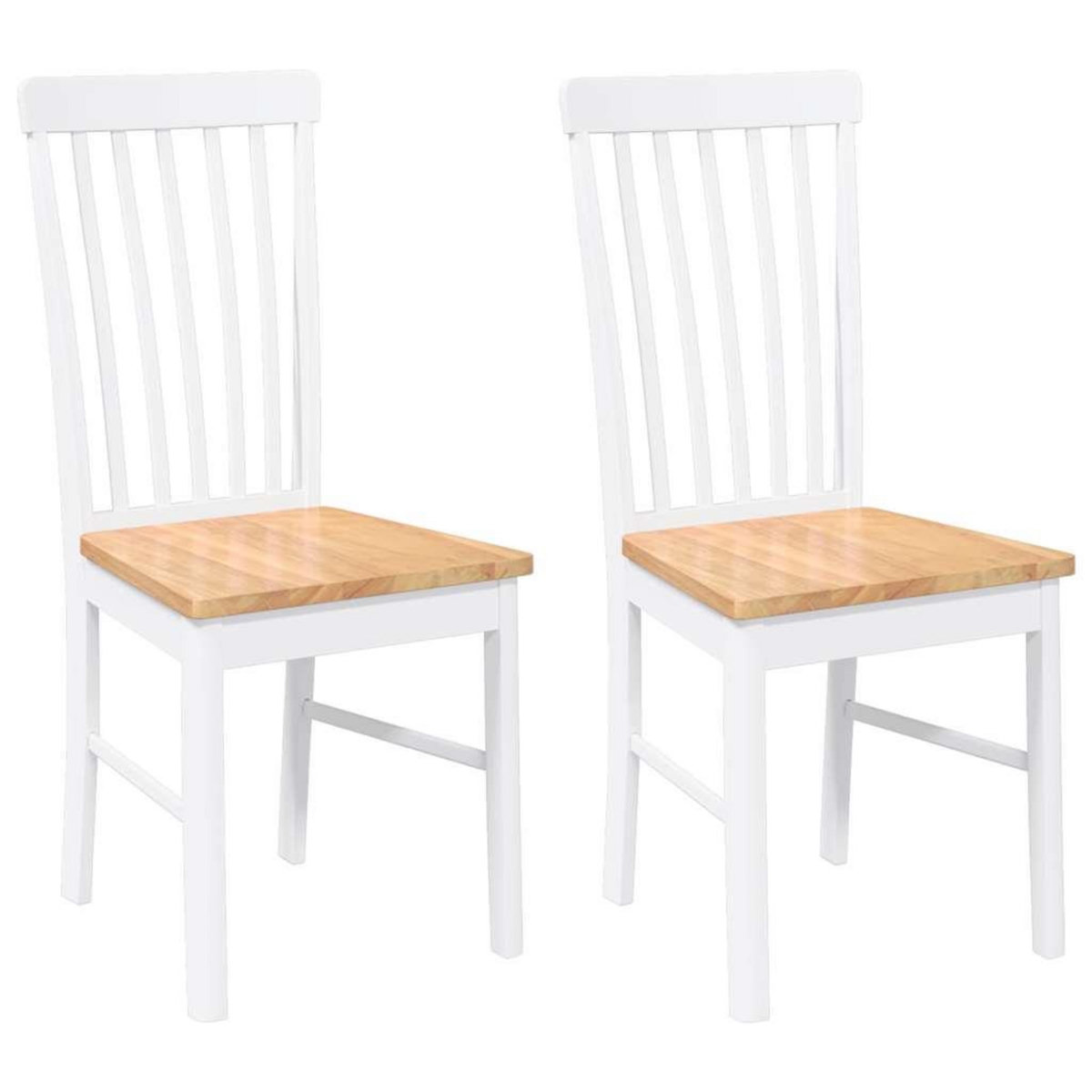 VIDAXL Chaises a manger 2 pcs blanc bois massif caoutchouc