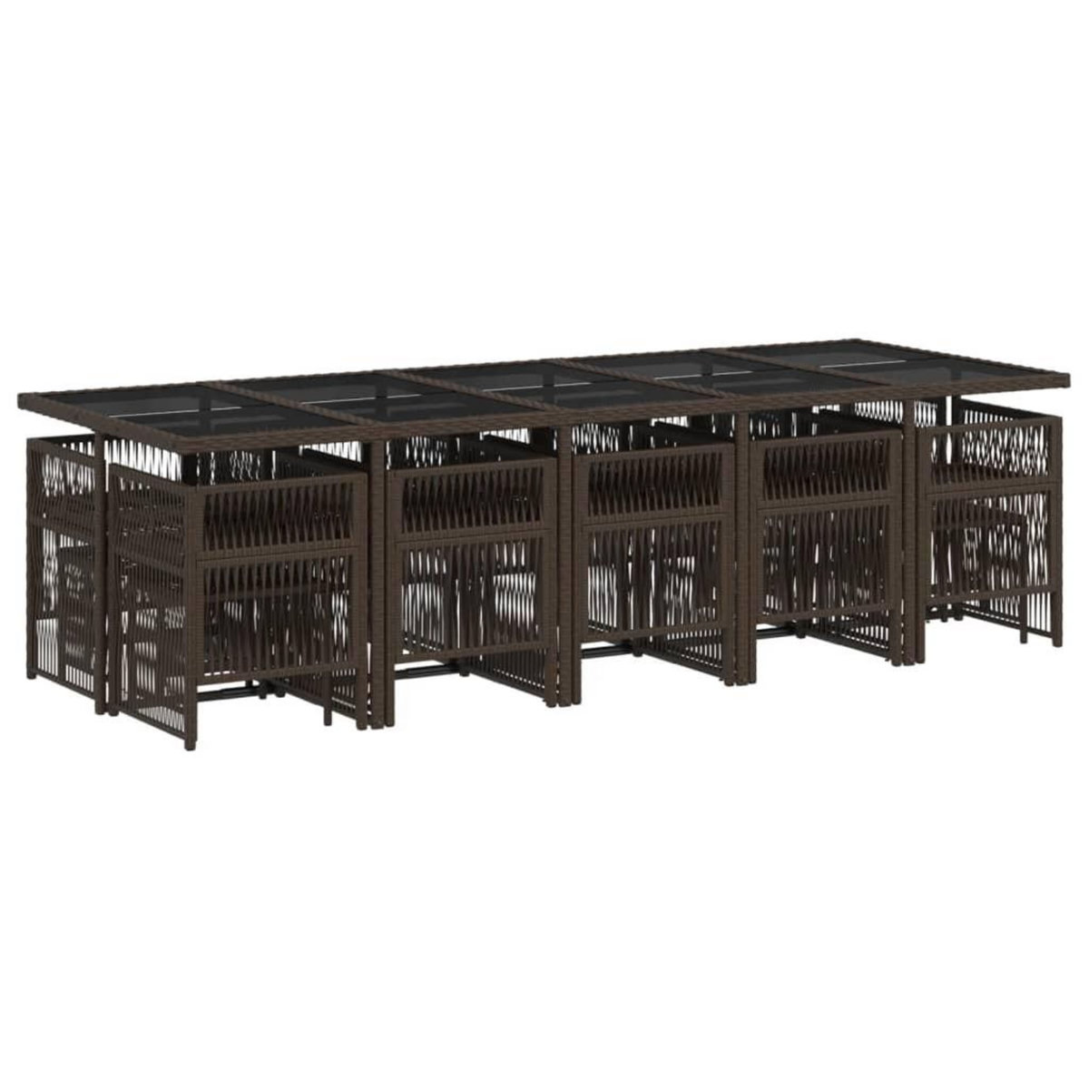 VIDAXL Ensemble a manger de jardin avec coussins 15 pcs marron rotin