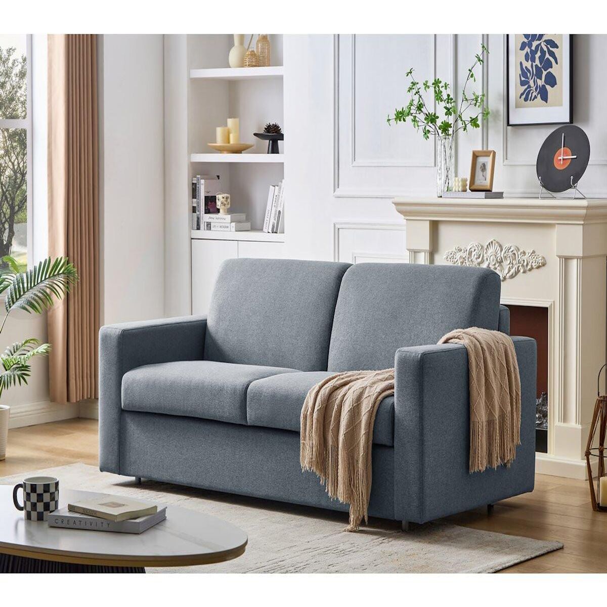 Habitat et Jardin Canapé convertible express en tissu  Diana  - Couchage 140 cm - 3 places - Gris