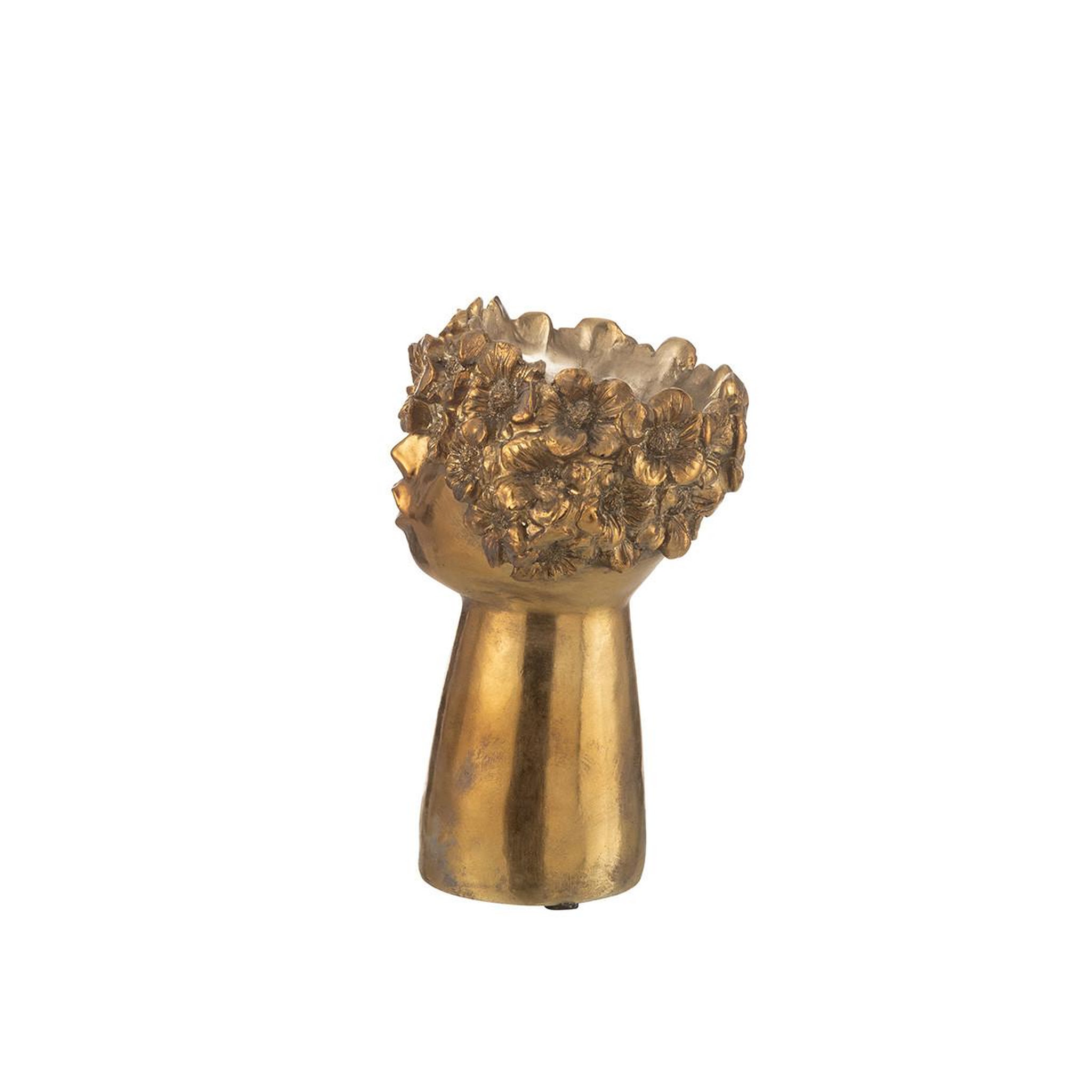 Voir la diapositive 2 : J-LINE Cache-pot design visage  nebu  27cm or