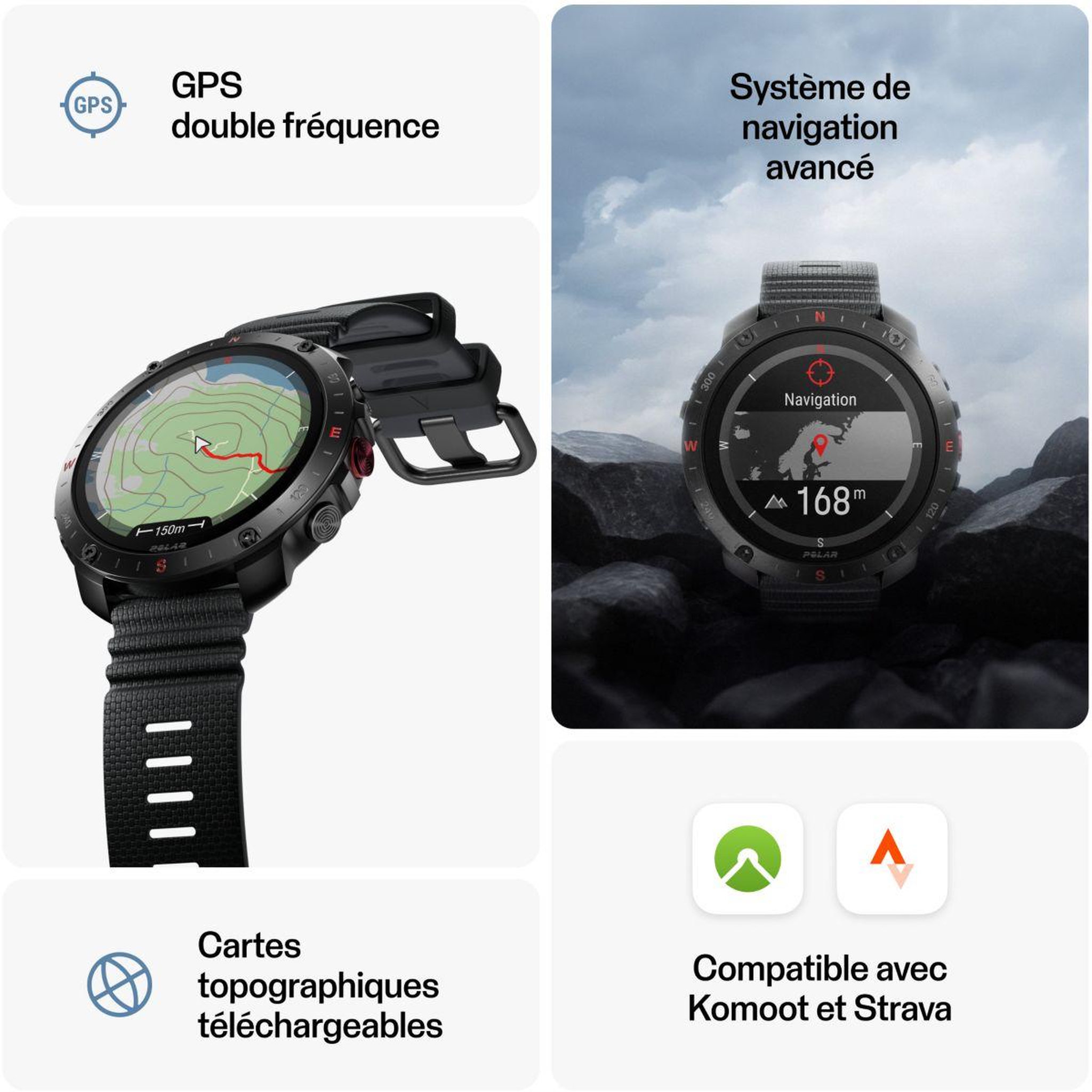 Voir la diapositive 3 : POLAR Montre sport GRIT X2 PRO Night Black S-L + H10