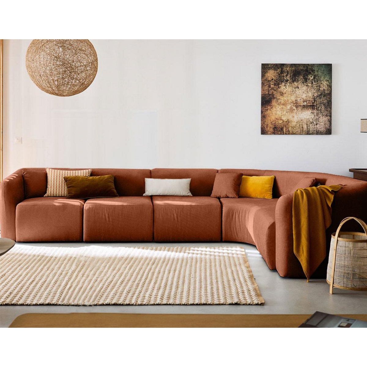 LISA DESIGN Ikare - canapé modulable d'angle droit - 6 places - en tissu