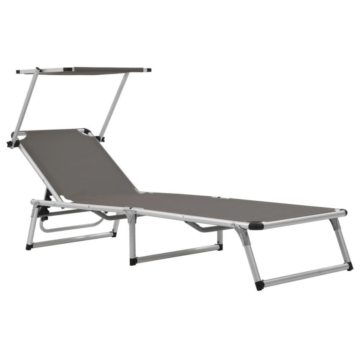 VIDAXL Chaises longues pliables et toit lot de 2 Aluminium textilene