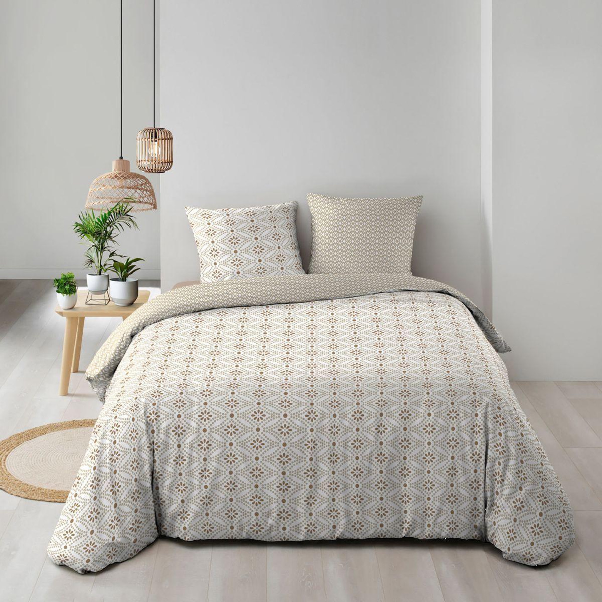 Voir la diapositive 4 : Douceur d'Intérieur Parure de lit 3 pièces  brianna  260x240cm beige