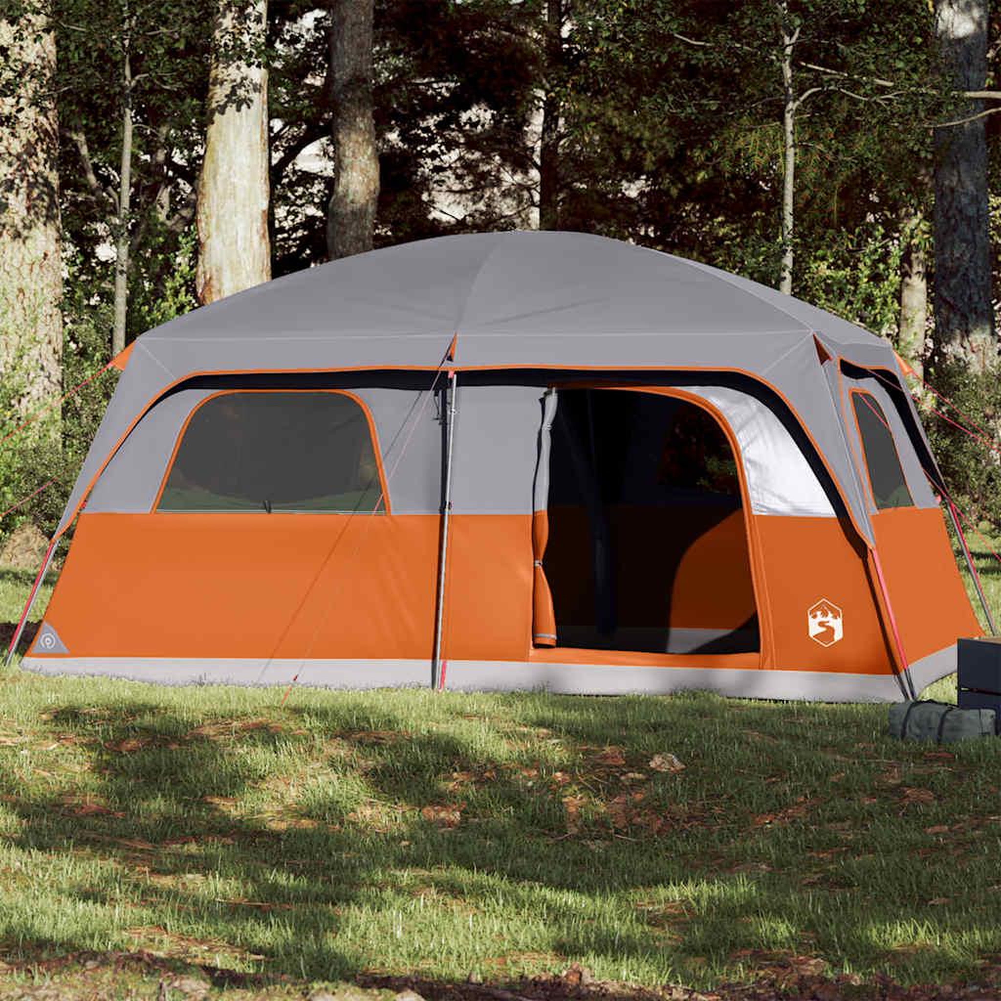 VIDAXL Tente de cabine familiale 10 personnes gris orange impermeable