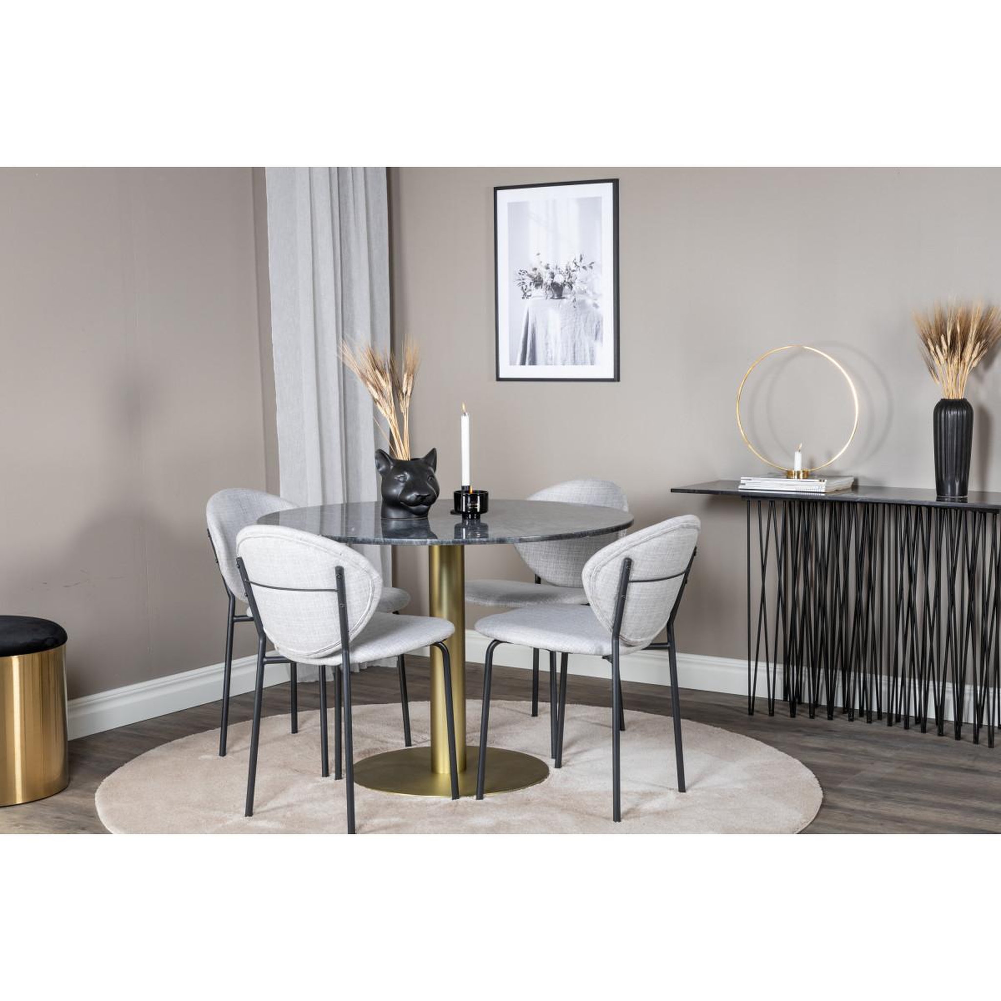 Voir la diapositive 5 : Paris Prix Ensemble Table à Manger & 4 Chaises  Estelle II & Vault  106cm Gris Foncé & Gris