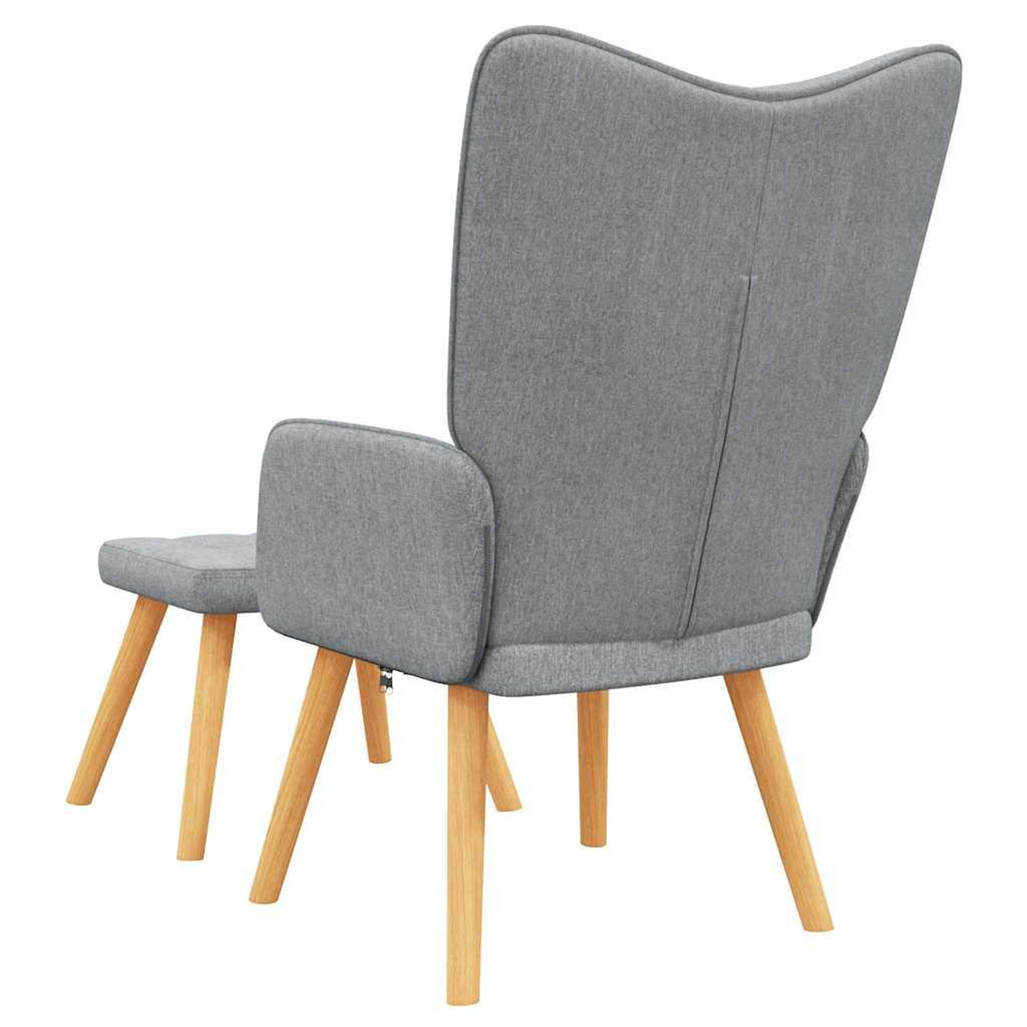 Voir la diapositive 5 : VIDAXL Chaise de relaxation avec tabouret Gris clair Tissu