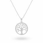L'ATELIER D'AZUR Collier Argent 925/000 Rhodié - Arbre de Vie Serti de Zirconiums