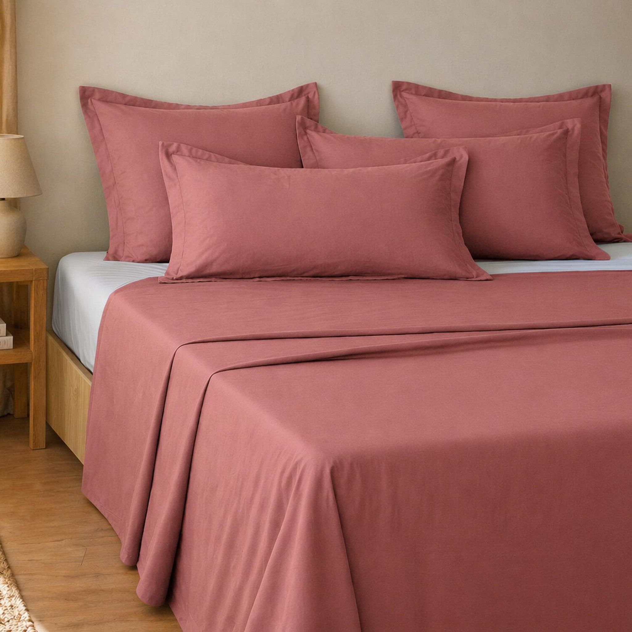 Voir la diapositive 1 : ATELIER DU COTON Parure de drap et drap housse coton 57fils unie