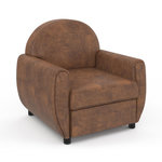 ID MARKET Fauteuil CLUB vintage GASTON marron foncé effet vieilli