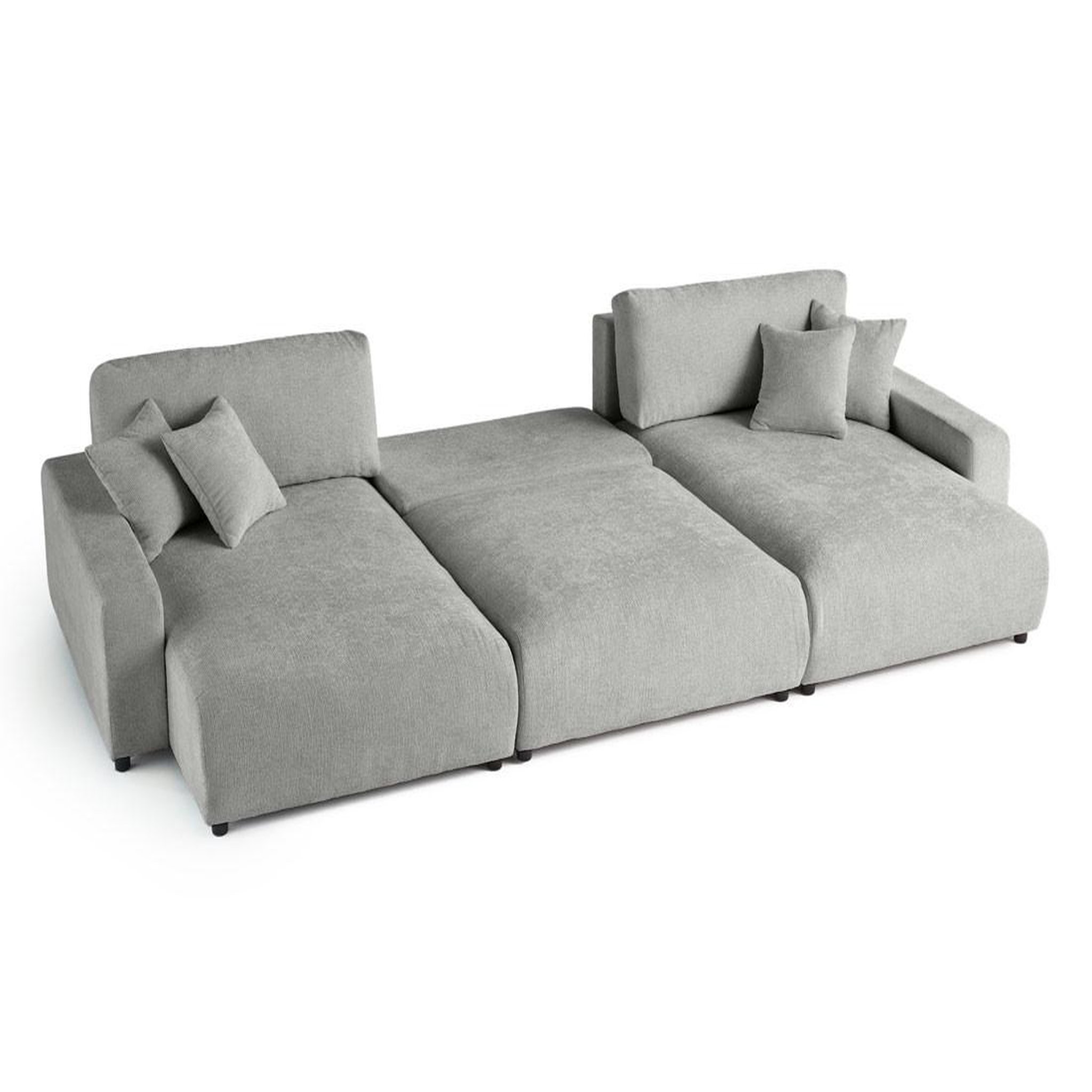 Voir la diapositive 3 : BEST MOBILIER Pivoine - canapé panoramique en u - 7 places - convertible avec coffre - en velours texturé