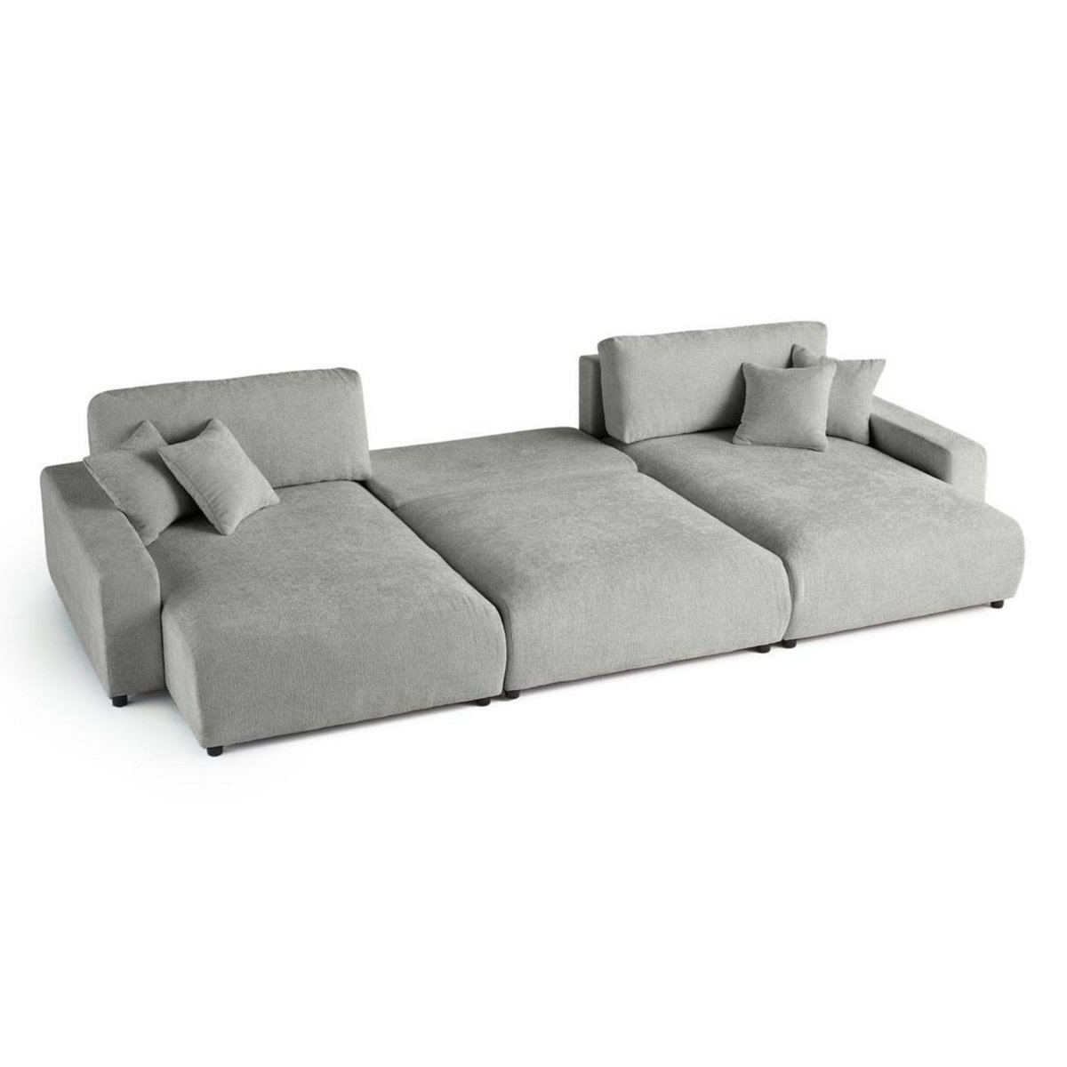 LISA DESIGN Pivoine - canapé panoramique en u - 7 places - convertible avec coffre - en velours texturé