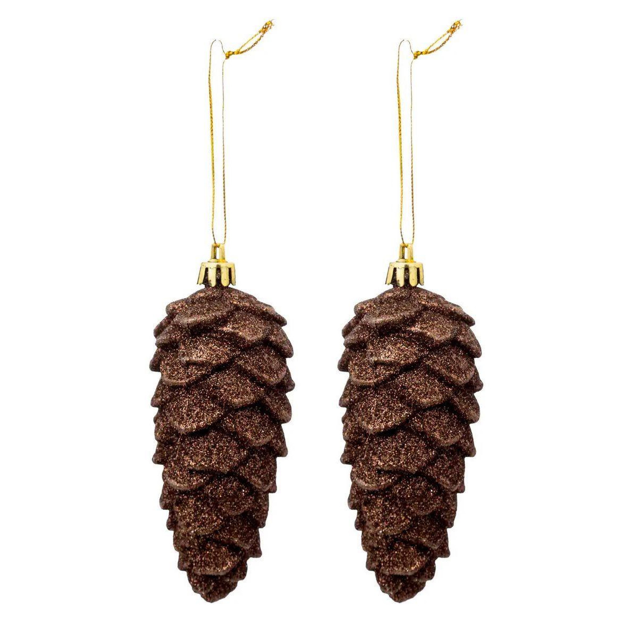 ATMOSPHERA Lot de 2 sujets de noël  pommes de pin  12cm marron