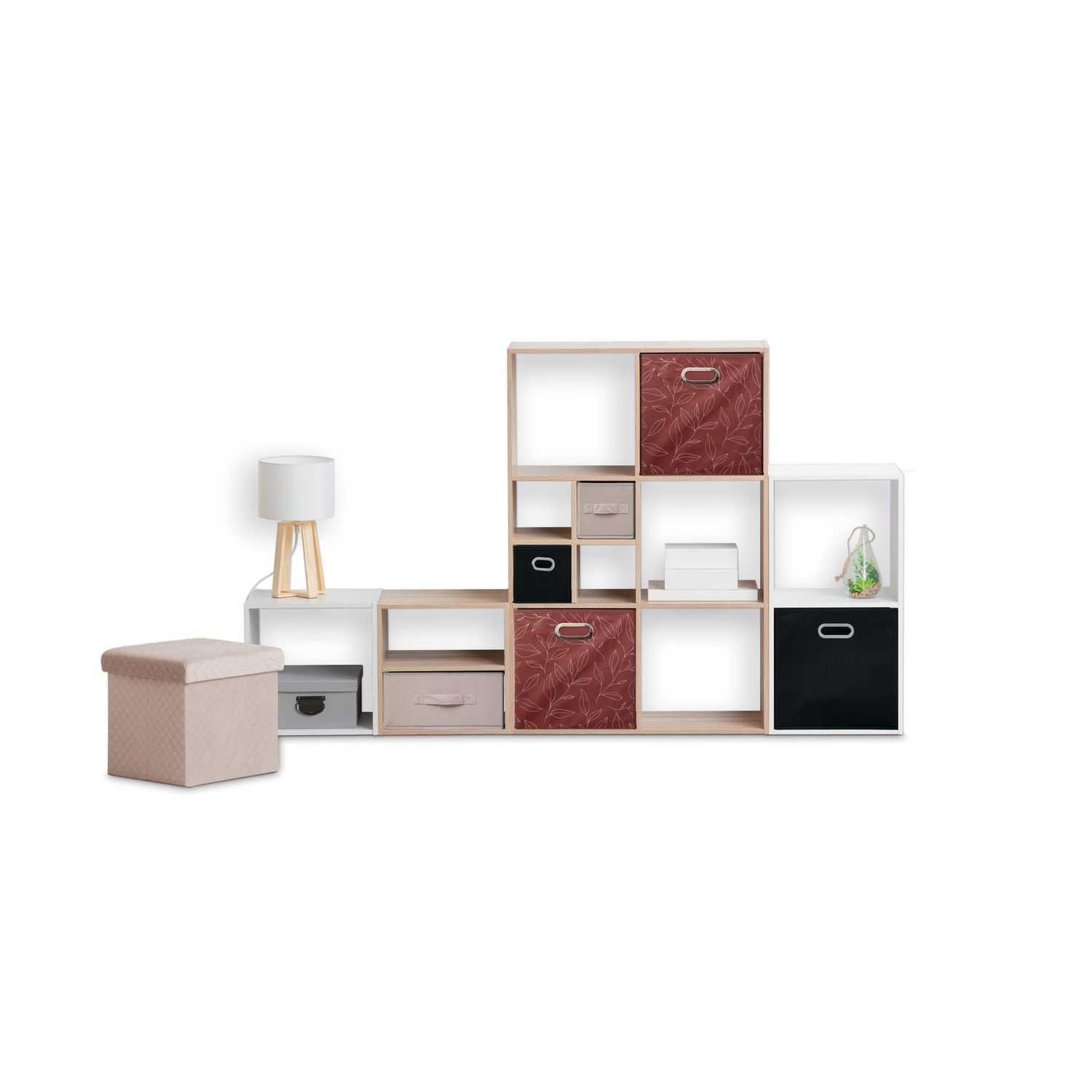 Voir la diapositive 2 : TOILINUX Lot de 2 boites de rangement en tissu minimalist - 31x31x31cm - rouge
