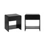 Voir la diapositive 1 : SWEEEK Lot de 2 tables de chevet contemporaines noires au design arrondi. avec 1 tiroir et 1 étagère pratique
