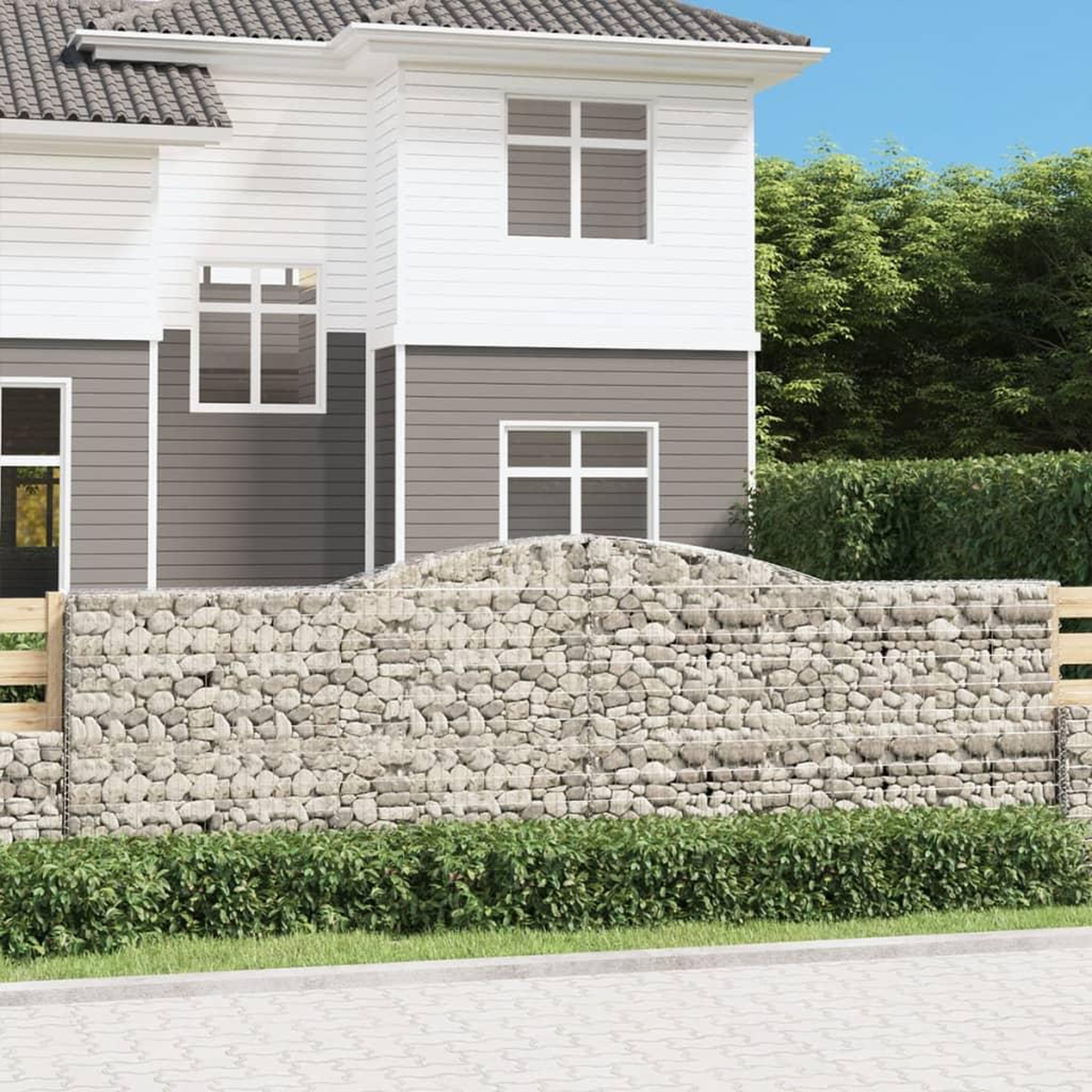 VIDAXL Paniers a gabions arques 25 pcs 400x50x120/140 cm Fer galvanise